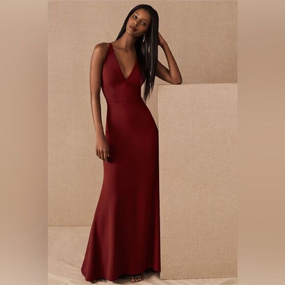 BHLDN Jones V-Neck Crepe Dress - Picture 4 of 12